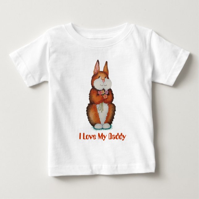 T-shirt Pour Bébé photo de lapin brun mignon et souriant (Devant)