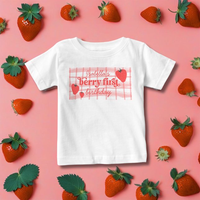 T-shirt Pour Bébé Photo de premier anniversaire de Berry Strawberry (Créateur téléchargé)