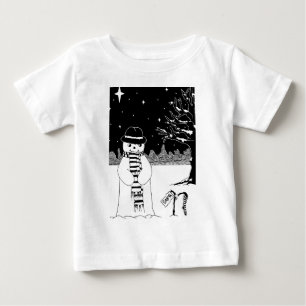 T-shirt Pour Bébé photo en noir et blanc de Noël de bonhomme de nei