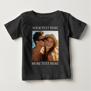 T-shirt Pour Bébé Photo et texte personnalisés Noir