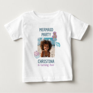 T-shirt Pour Bébé Photo personnalisée Fille noire Fille sirène fête
