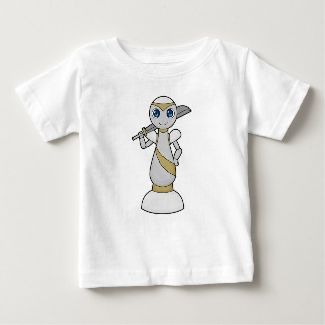 T-shirt Pour Bébé Pièce d'échecs Épée de Paon Échecs (Devant)
