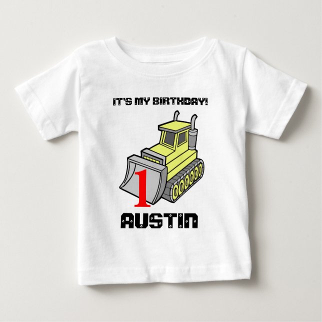T-shirt Pour Bébé Pièce en t d'anniversaire de bouteur, (Devant)