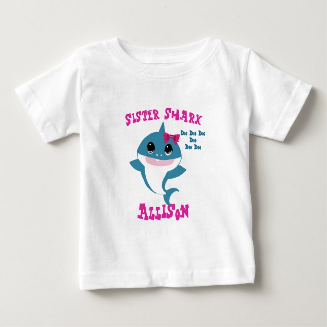 T-shirt Pour Bébé Pièce en t de requin de soeur (Devant)