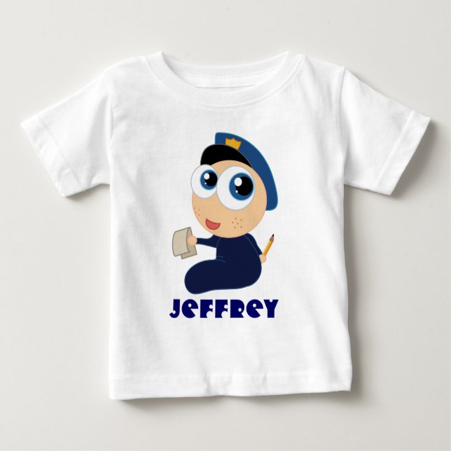 T-shirt Pour Bébé Pièce en t personnalisée de nourrisson de policier (Devant)