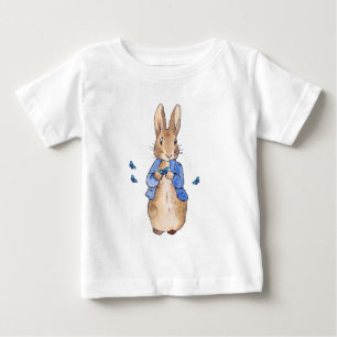 T-shirt Pour Bébé Pierre le lapin aux papillons bleus