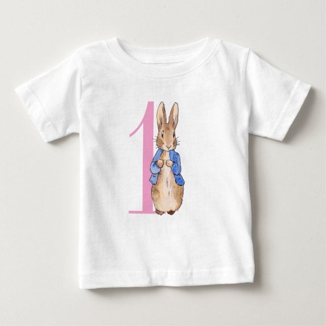 T-shirt Pour Bébé Pierre le lapin Premier anniversaire (Devant)