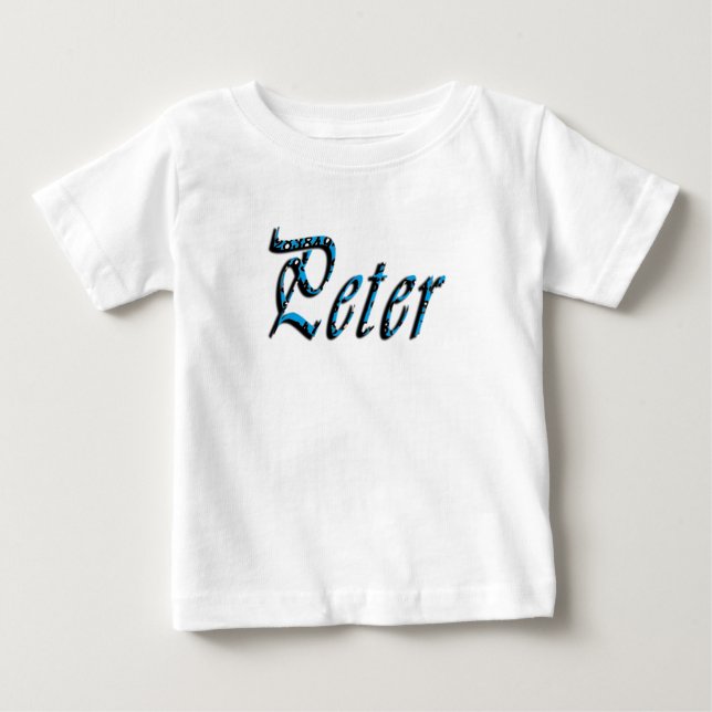 T-shirt Pour Bébé "Pierre" Numéros Bleus Pierre Nom, (Devant)