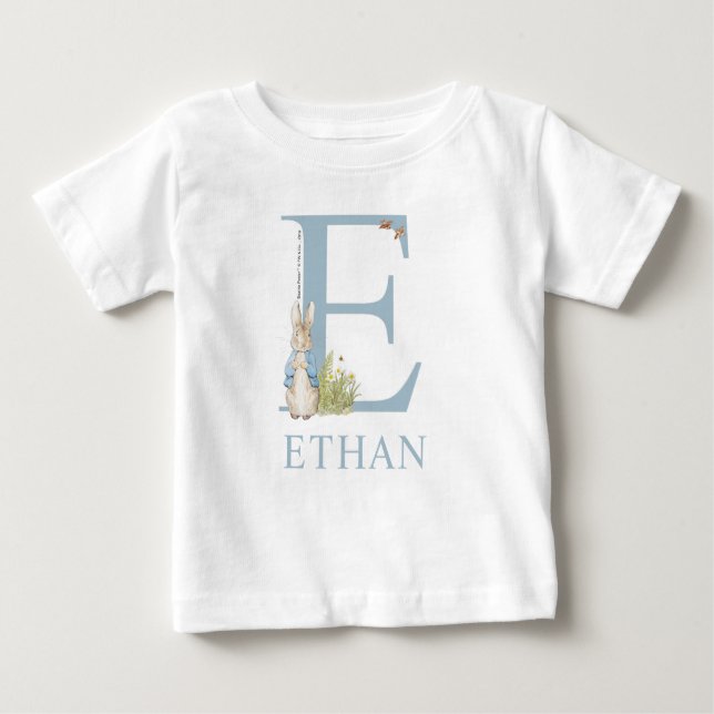 T-shirt Pour Bébé Pierre Rabbit| E est pour (Devant)