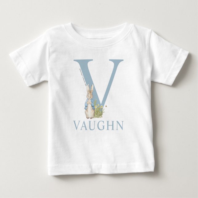 T-shirt Pour Bébé Pierre Rabbit| V est pour (Devant)