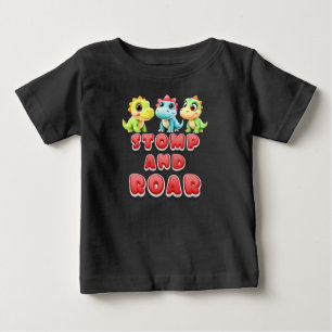 T-shirt Pour Bébé Piétiner et Rugir, Drôles de Dinosaures Enfants