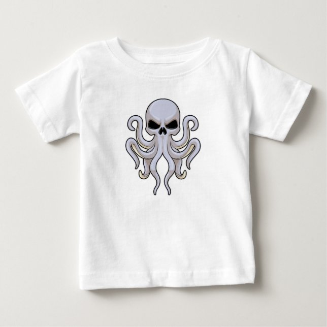 T-shirt Pour Bébé Pieuvre avec 8 bras et crâne (Devant)