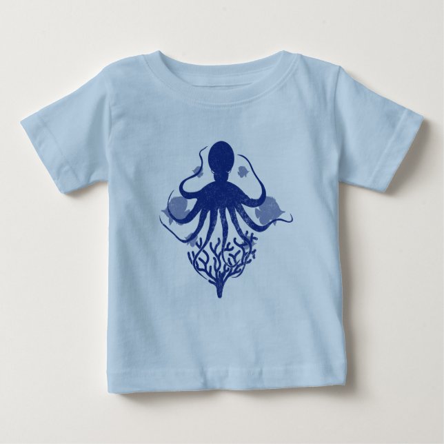 T-shirt Pour Bébé Pieuvre (fond clair) (Devant)