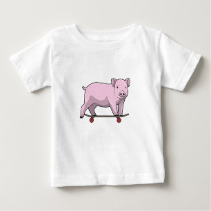 T-shirt Pour Bébé Pig as skater avec skate