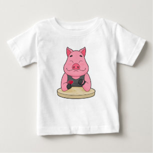 T-shirt Pour Bébé Pig au Poker avec cartes de Poker