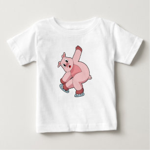 T-shirt Pour Bébé Pig Patinage sur glace Patins sur glace