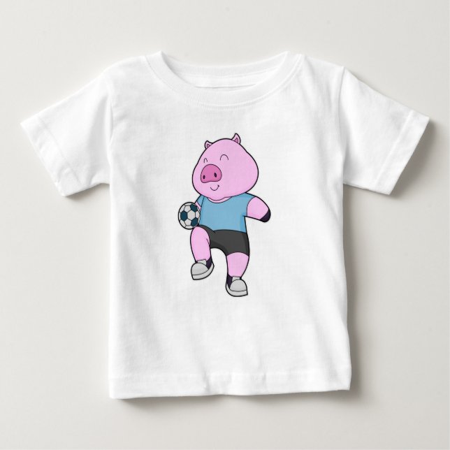T-shirt Pour Bébé Pig Soccer joueur Soccer (Devant)