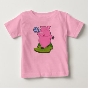 T-shirt Pour Bébé Pig Volleyball joueur Volleyball