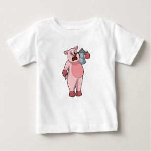 T-shirt Pour Bébé Pig with coffee pot