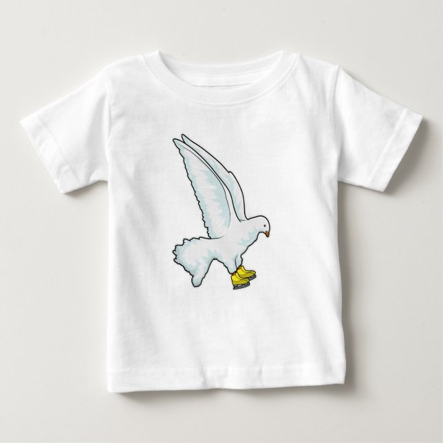T-shirt Pour Bébé Pigeon Patinage sur glace Patins sur glace (Devant)