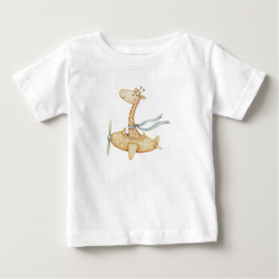 T-shirt Pour Bébé Pilote de girafe d'aquarelle