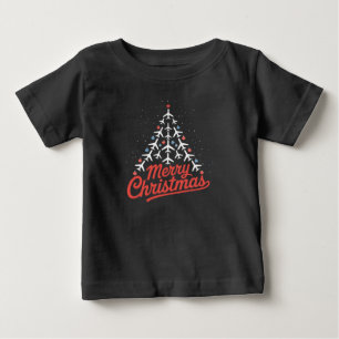 T-shirt Pour Bébé Pilote de sapin de Noël d'avion