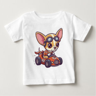 T-shirt Pour Bébé Pilote de voiture de course bébé Chihuahua mignon