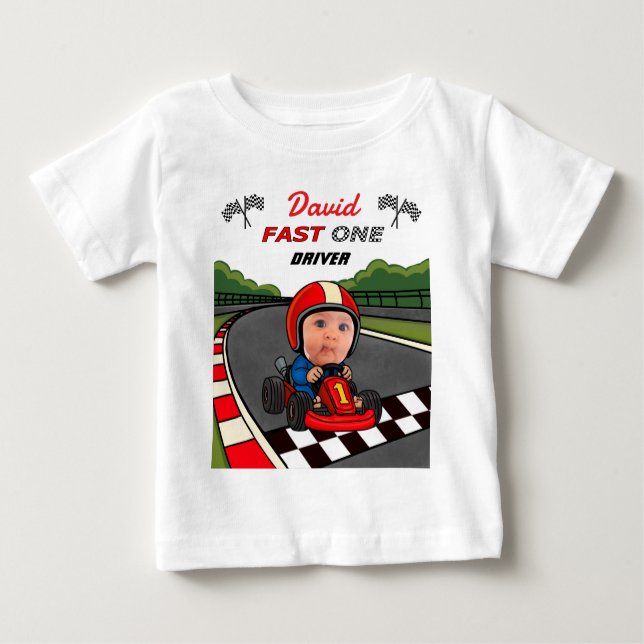 T-shirt Pour Bébé Pilote personnalisé Fast One Anniversaire (Devant)