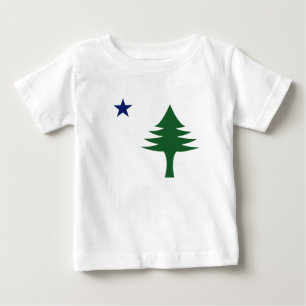 T-shirt Pour Bébé Pin et étoile 1901 drapeau de l'état du Maine