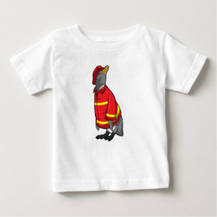 T-shirt Pour Bébé Pingouin as Firefighter with Helmet