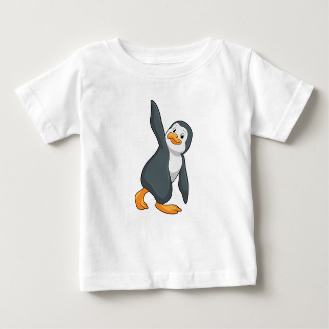 T-shirt Pour Bébé Pingouin au Yoga Exercice d'étirement (Devant)