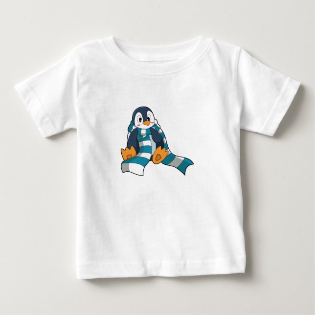 T-shirt Pour Bébé Pingouin avec Écharpe (Devant)