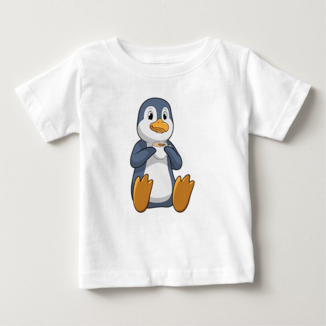 T-shirt Pour Bébé Pingouin avec la coupe du café (Devant)
