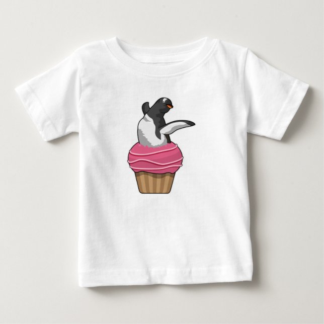 T-shirt Pour Bébé Pingouin avec muffin (Devant)