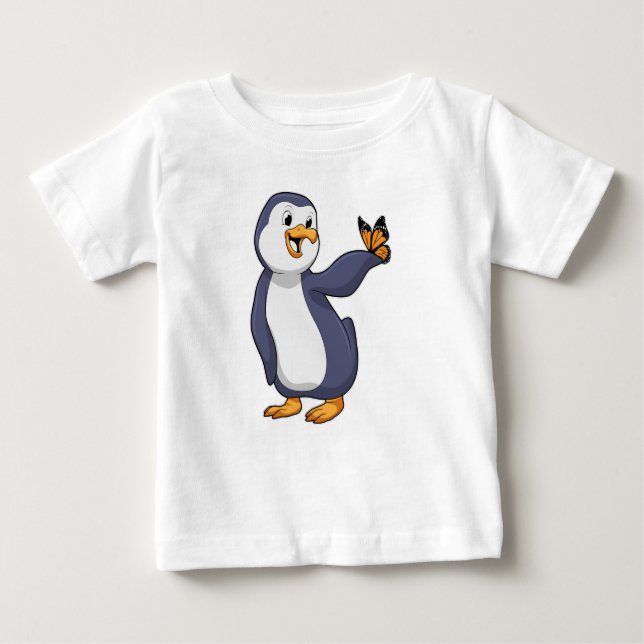 T-shirt Pour Bébé Pingouin avec papillon (Devant)