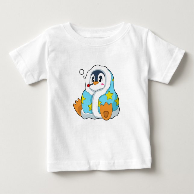 T-shirt Pour Bébé Pingouin avec thermomètre clinique (Devant)