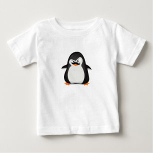 T-shirt Pour Bébé Pingouin Blanc Noir Mignonne Et Moustache Drôle