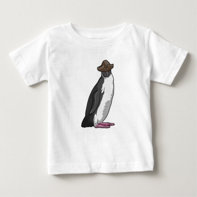 T-shirt Pour Bébé Pingouin comme pirate avec Casquette (Devant)