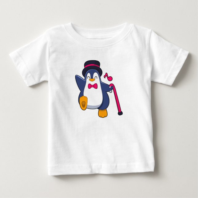 T-shirt Pour Bébé Pingouin en Groom avec Cravate (Devant)