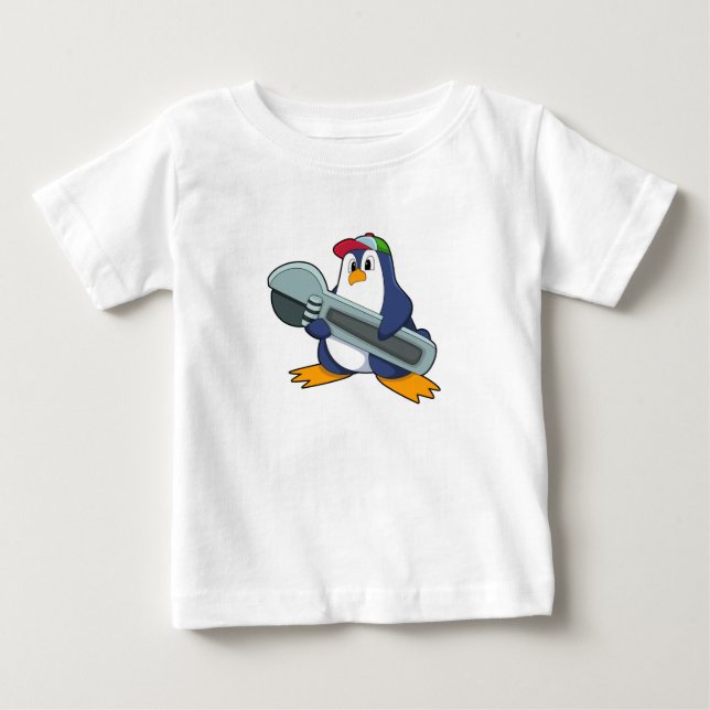 T-shirt Pour Bébé Pingouin en mécanique avec outil (Devant)
