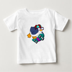 T-shirt Pour Bébé Pingouin en patinage avec skateboard