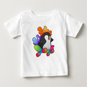 T-shirt Pour Bébé Pingouin en patinage avec skateboard