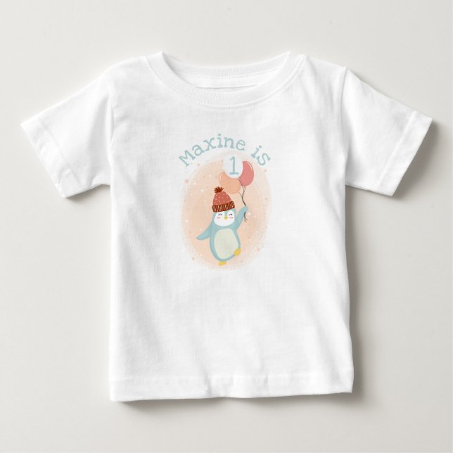 T-shirt Pour Bébé Pingouin mignon avec ballons (Devant)