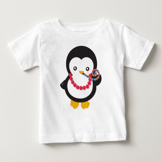 T-shirt Pour Bébé Pingouin mignon, Petit Pingouin, Sifflement de fêt (Devant)