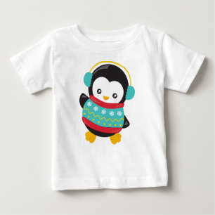 T-shirt Pour Bébé Pingouin mignon, Pingouin Avec Sweat, Moufles Orei