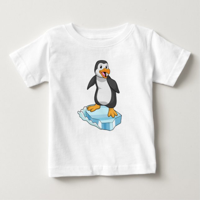 T-shirt Pour Bébé Pingouin sur glace floc (Devant)