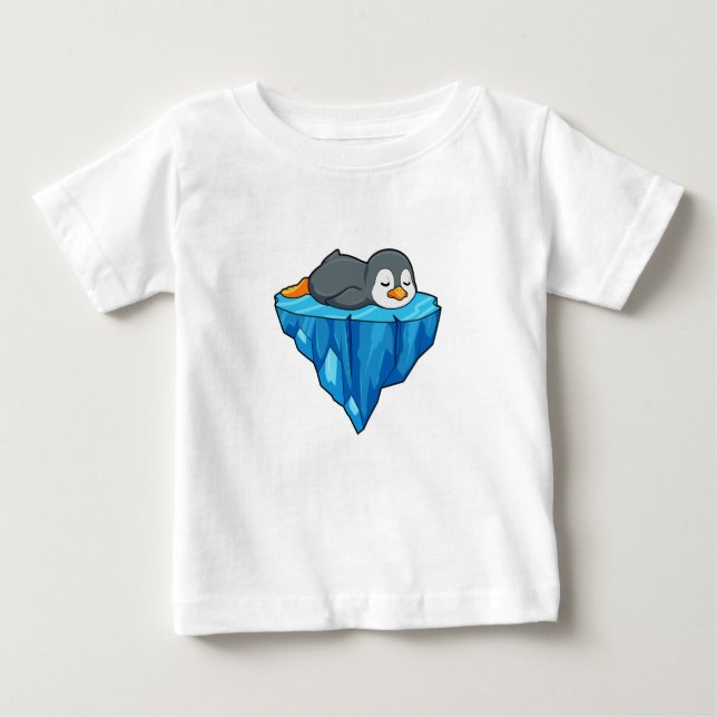 T-shirt Pour Bébé Pingouin sur glace floc (Devant)
