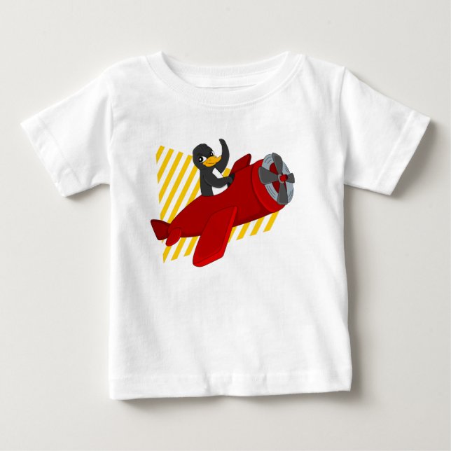 T-shirt Pour Bébé Pingouin volant dessin animé bébé T-shirt (Devant)
