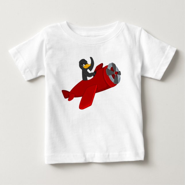 T-shirt Pour Bébé Pingouin volant dessin animé bébé T-shirt (Devant)