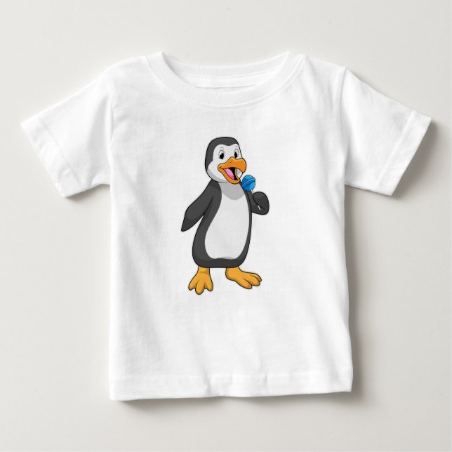 T-shirt Pour Bébé Pingouin with Lollipop (Devant)